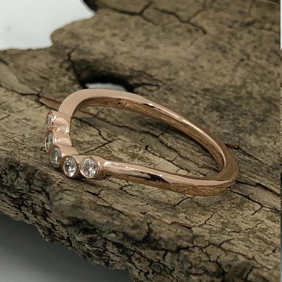 2 Ct Round Cut Simulated Diamond 5-Stone Wedding Band Ring 14k Rose Gold Plated