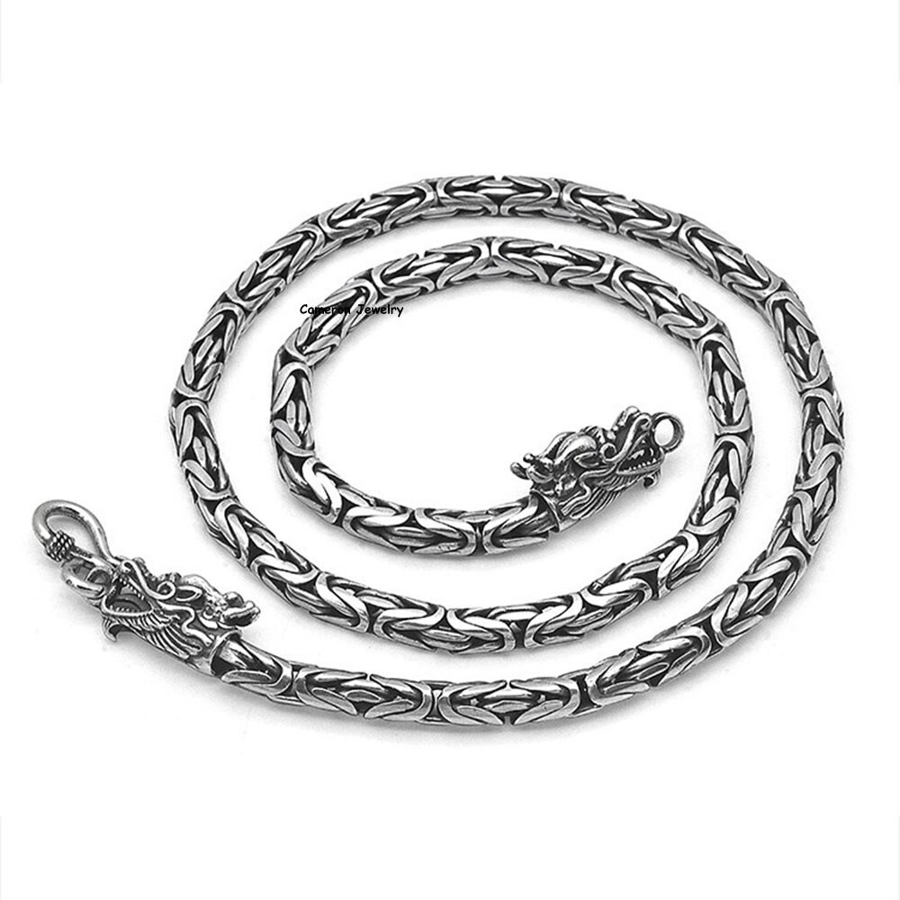 Solid 925 Sterling Silver Chain 4mm-8mm Byzantine Necklace For Men Women 18-30in