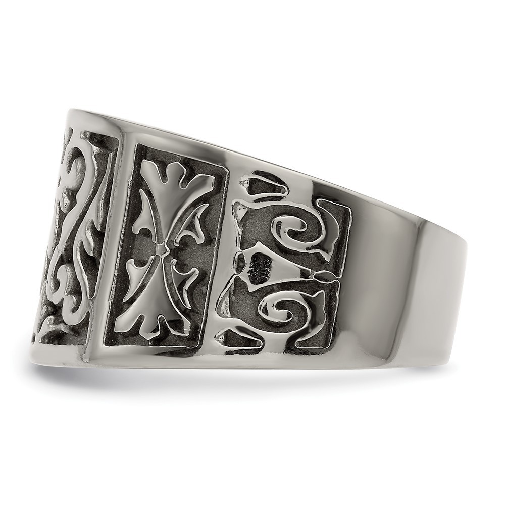 Titanium Flat Casted Design Brushed/Polished 14mm Band Ring Size 9 for Men’s