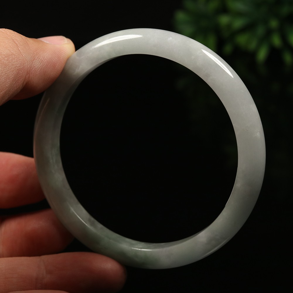 61mm White Lavender Green Jadeite Jade Bangle Bracelet Burma Jade Bangle A-14133