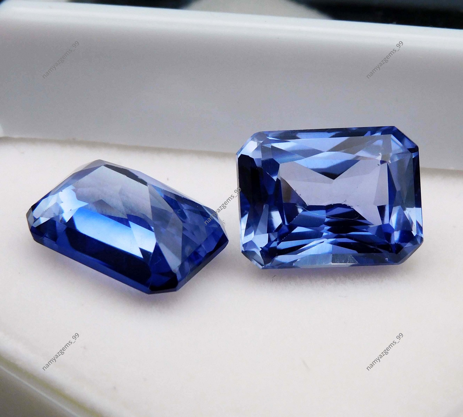 21 Ct Natural Blue Tanzanite Emerald Cut Certified AAA Loose Gemstone Pair