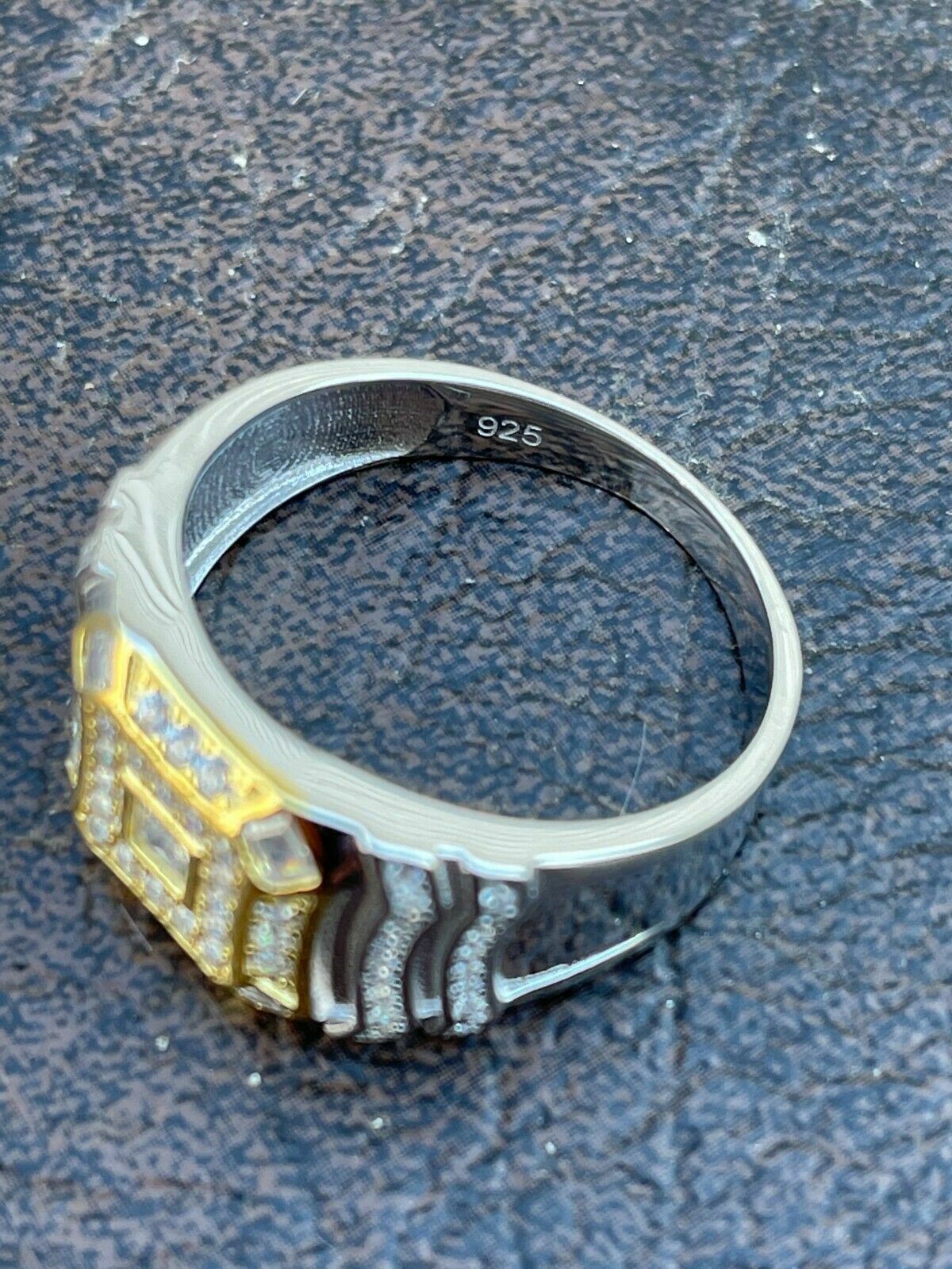Real Solid 925 Silver Icy Hip Hop Baguette Mens RING Size 6 7 8 9 10 11 12 13 CZ