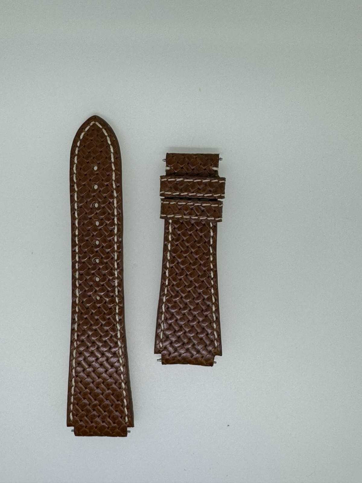 KRIEGER Gigantium 20mm Lug Brown Leather with white thread Watch Band Strap