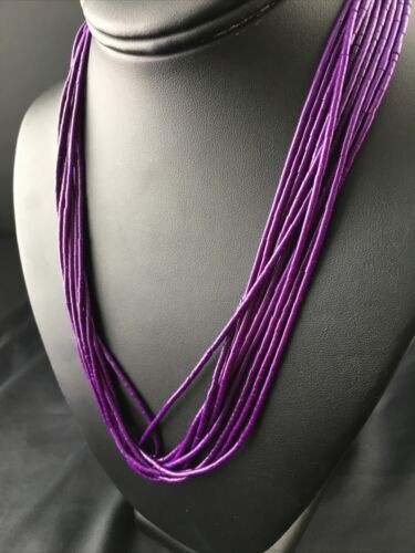 Navajo Sugilite 10 Strand Heishi Necklace | Sterling Silver Tubes 19″ 10169