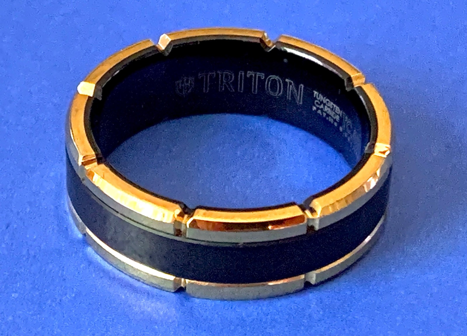 TRITON Tungsten Carbide Men’s Two Tone Gold & Black Ring