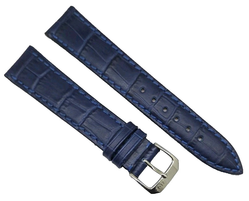 Watch strap watch strap 19/16 mm blue genuine leather croc embossing/82