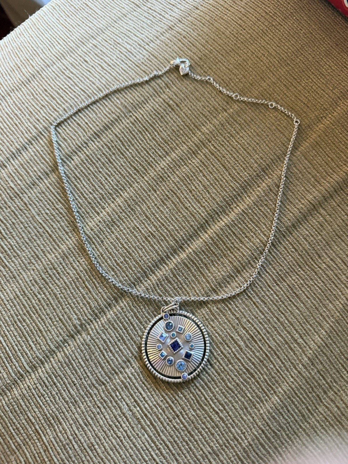 Brighton Halo Rays reversible pendant necklace featuring blue crystal accents