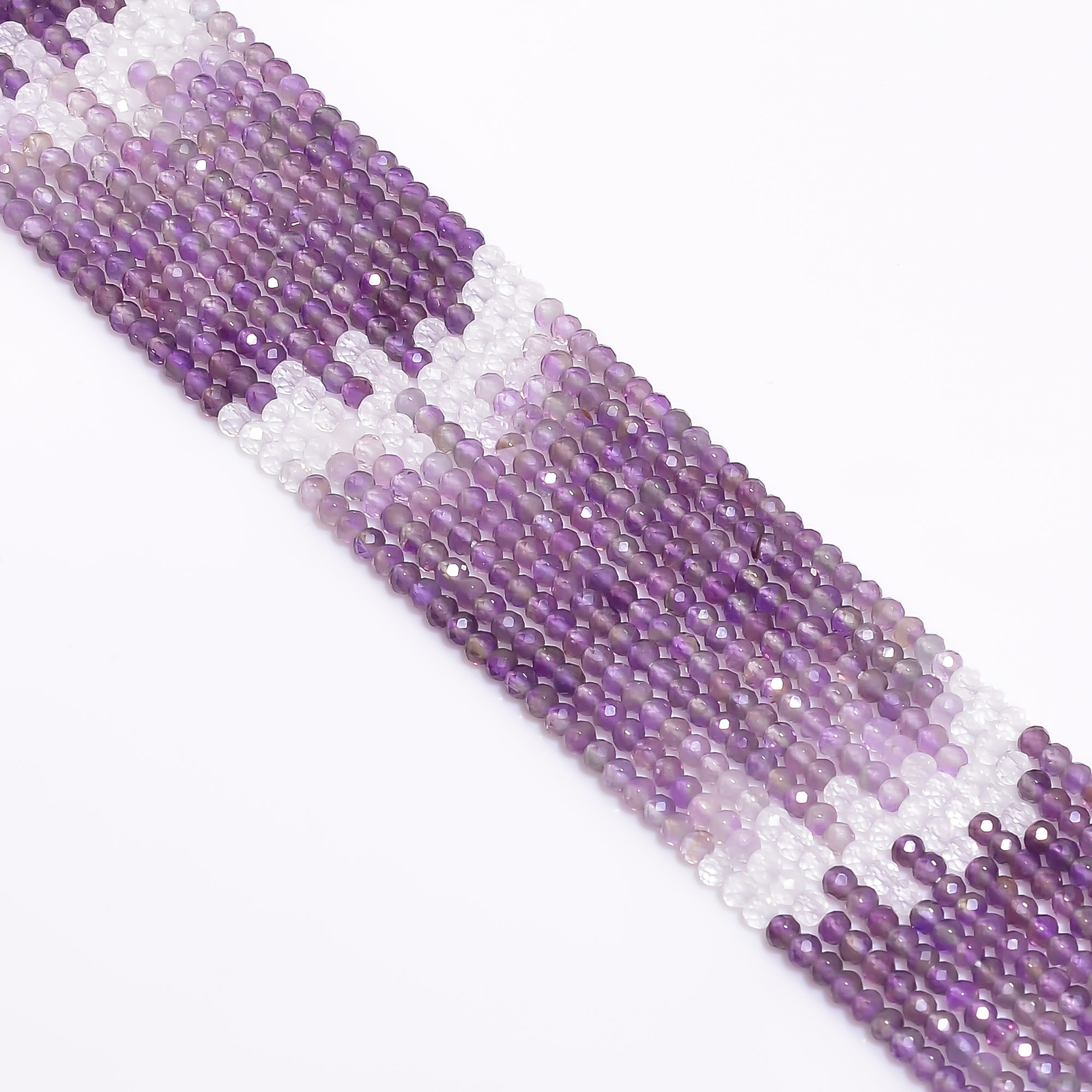 Chevron Amethyst Shaded Gemstone Round Israel Cut Beads 2.5mm Strand 13″ EB-81