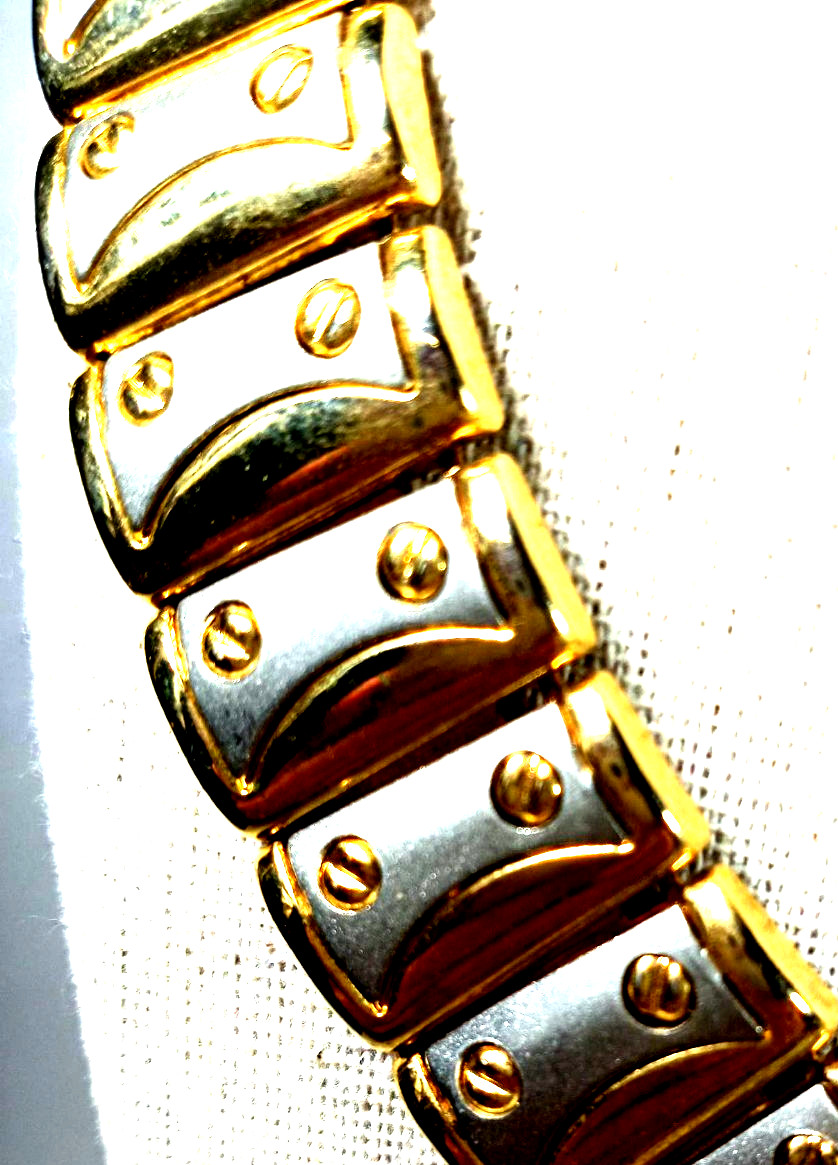 Vintage Egyptian Style 18″ Gold & Silver Color Link Choker Necklace