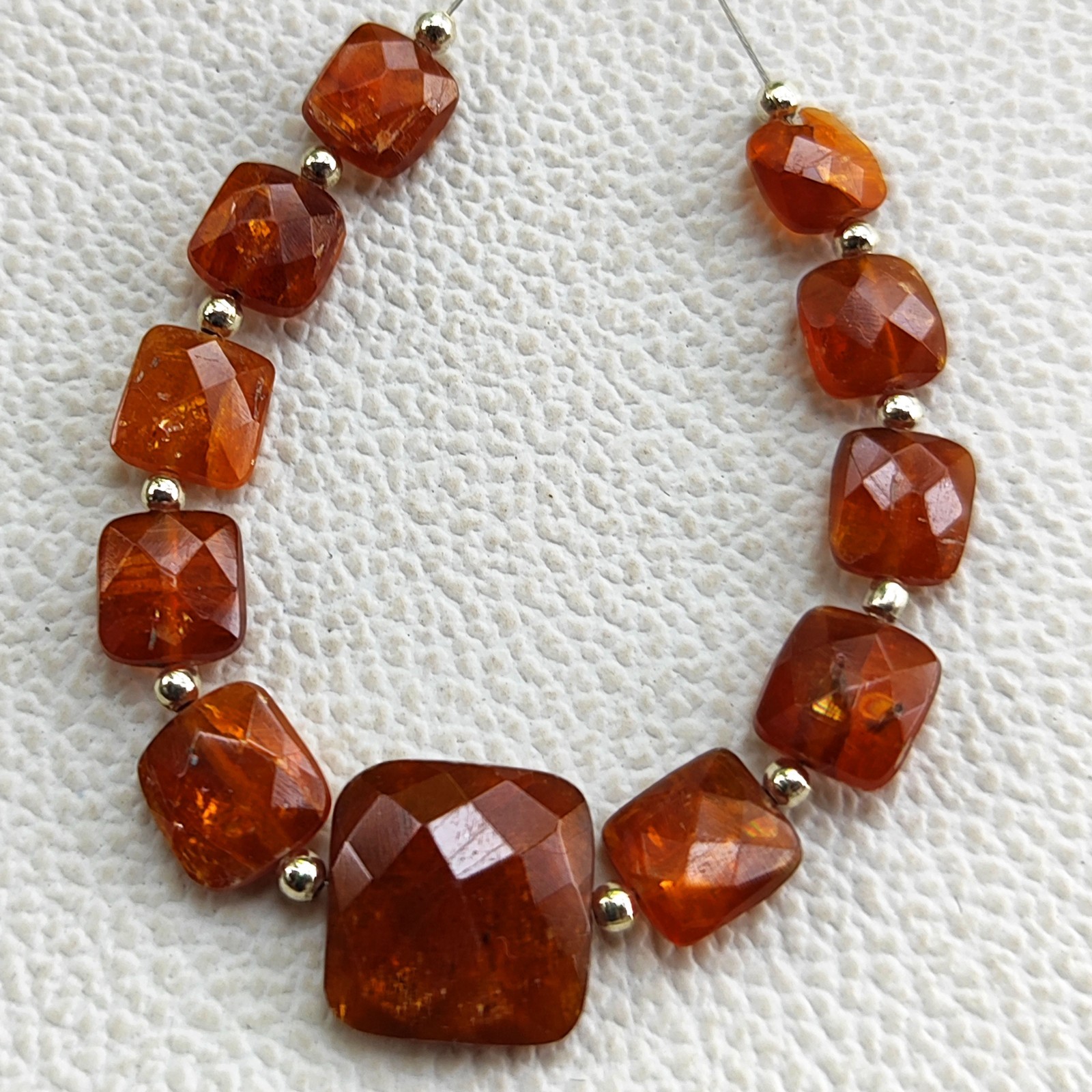 Natural Orange Kyanite 7-12mm Faceted Cushion Beads 4.5 In Tanzania Strand