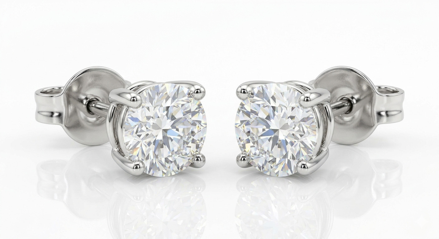 14K White Gold Lab Grown Diamond Stud Earrings Basket Set DEF VS2 0.5-2CT