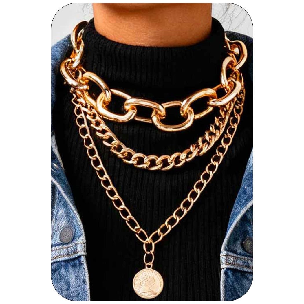 CLOACE Gold Chunky Necklace Cuban Link Chain for 15cm (5.9in) length,