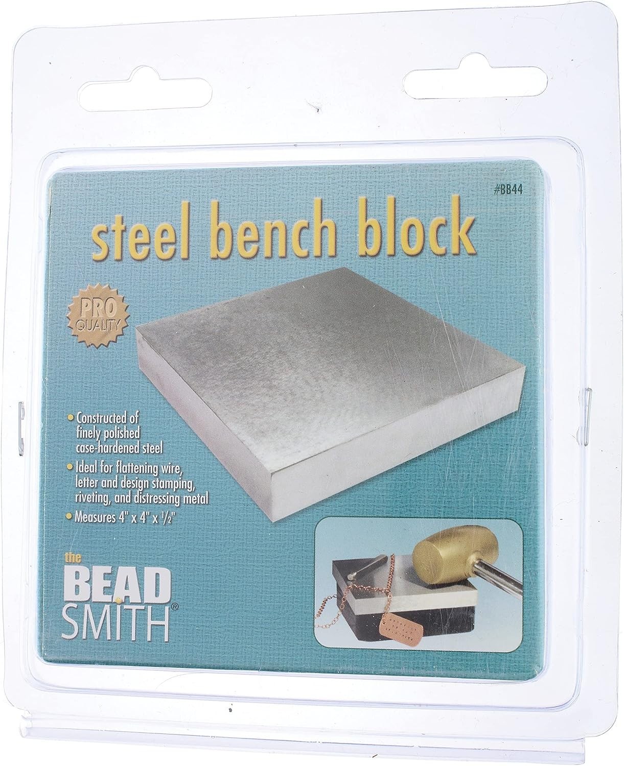 Steel Bench Block for Jewelry Stamping – 4 x 4 x 0.5 inches
