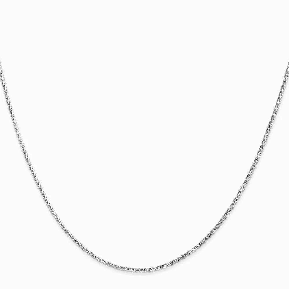 14K White Gold 1.4mm Diamond-Cut Parisian Wheat Chain Necklace 16″-30″