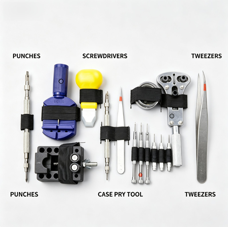 30Pcs Watch Repair Tool Kit Case Holder Opener Screwdriver Spring Bar Set new