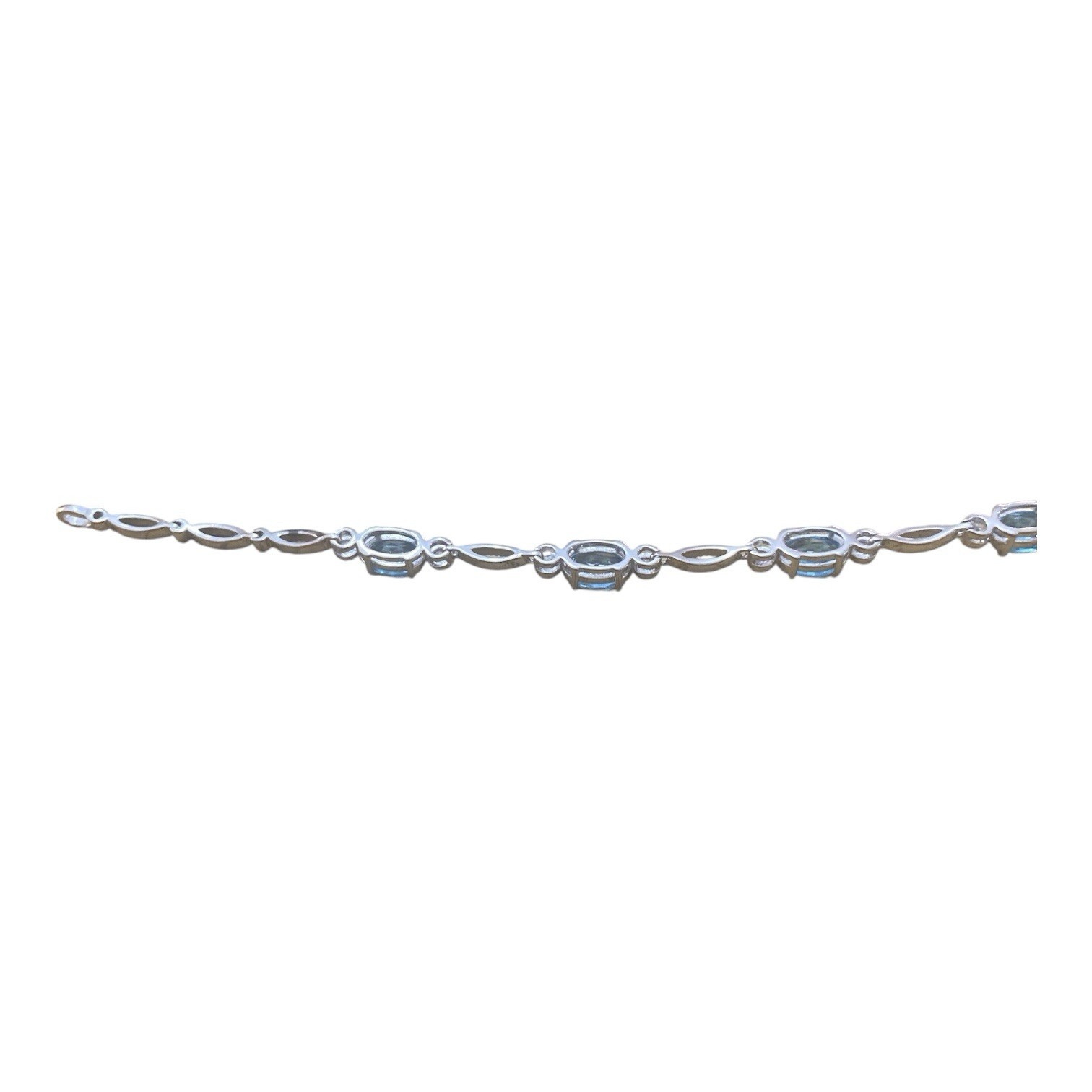 Preowned Sterling Silver 925 Lue Topaz Gemstones Bracelet Sz 19 1/2 Inches