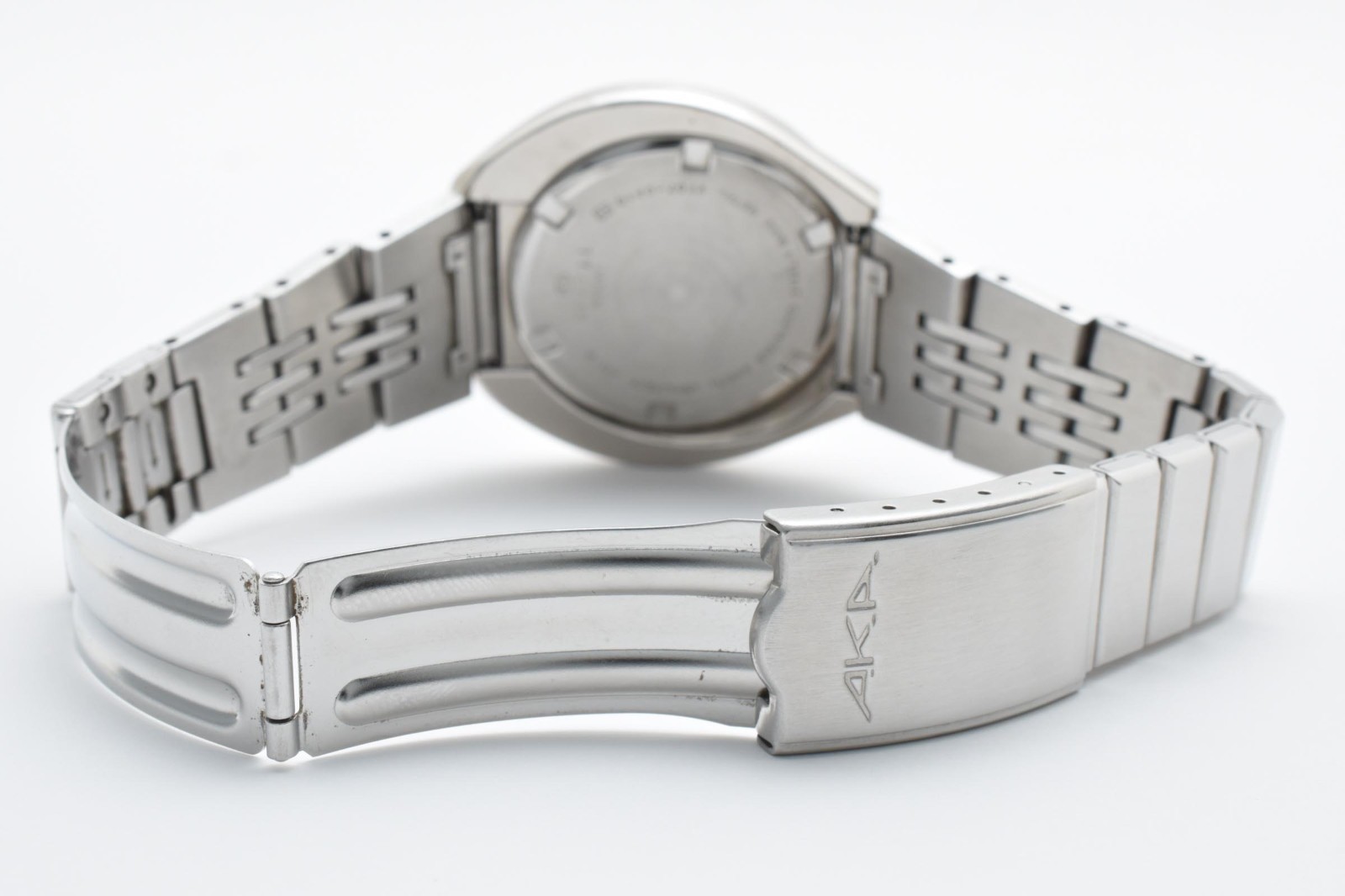 [EXC+5] SEIKO ALBA AKA V707-0A10 42mm Blue Dial Silver Quartz Men’s Watch JAPAN