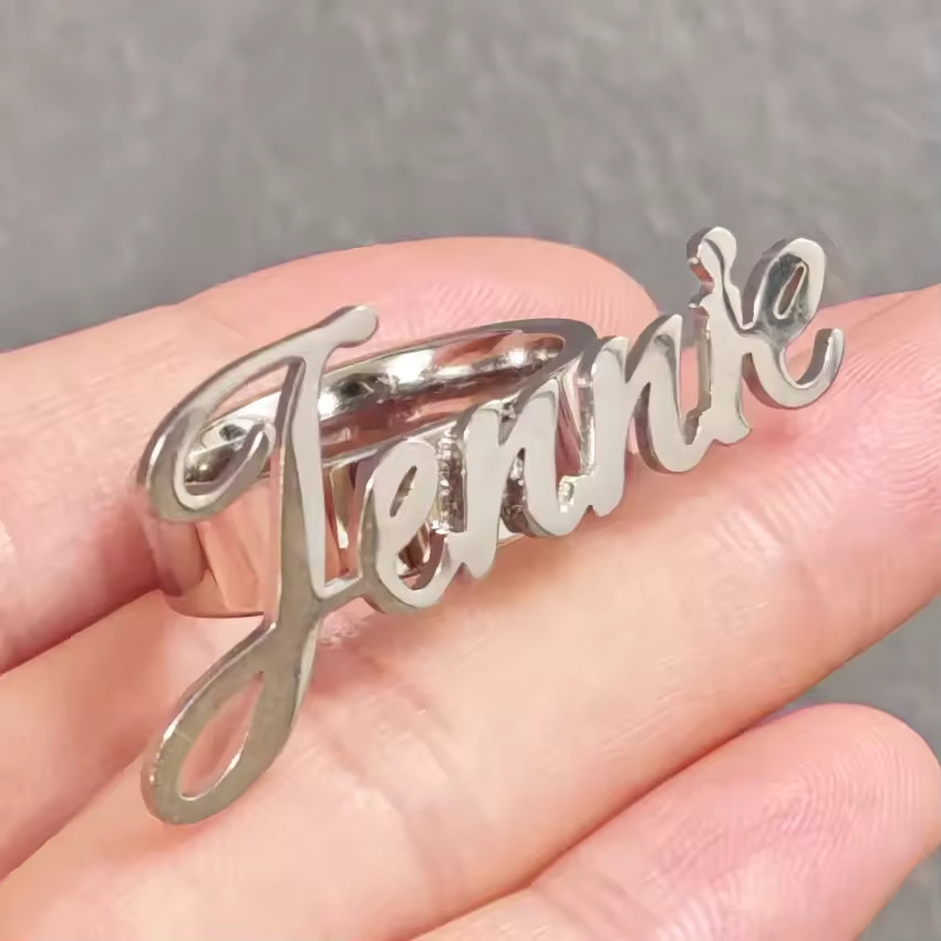 Personalized Name Ring Band Wedding Gift Custom Jewelry Women Gold Silver