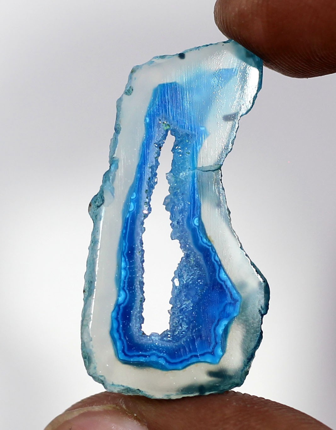 20.85 ct AAA Natural Blue Slice Agate Geode Stalactite Loose Gemstone Stoneartt