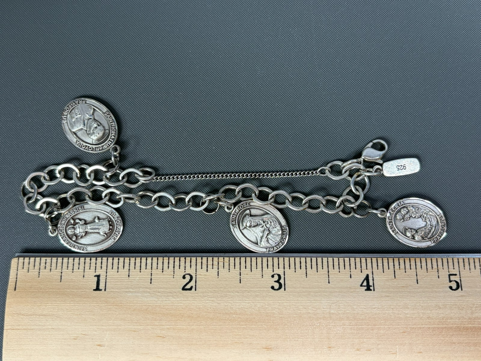 James Avery 925 Sterling Bracelet Bliss St Francis Cecilia Rose Ignatius Charms