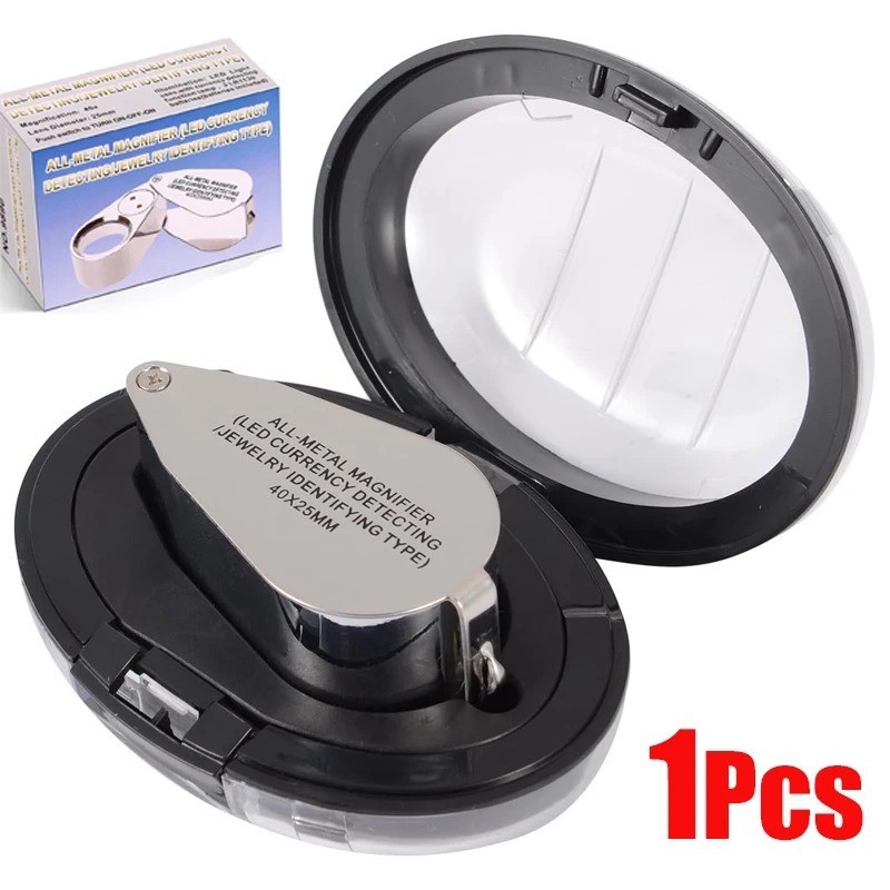 40X Jewelers Loupe Jewelry Loop Coin Magnifier Light Pocket LED Magnifying Glass