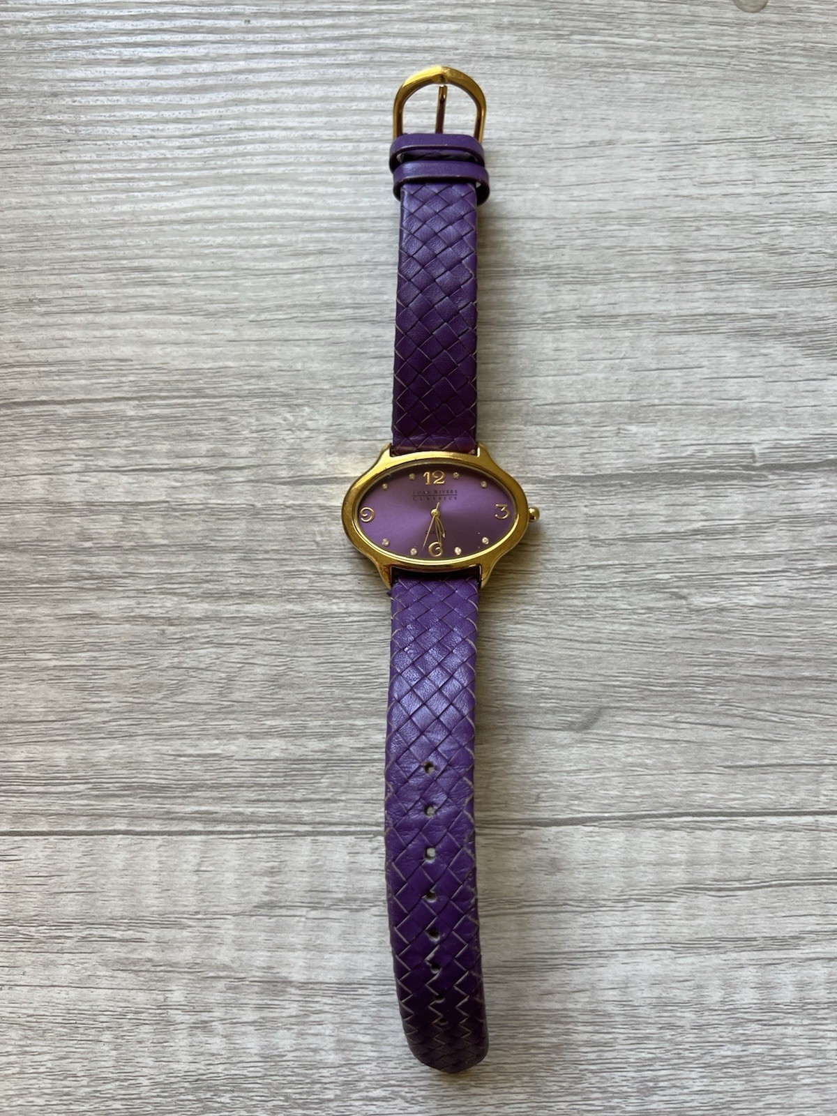 Joan Rivers Classics V377 Women’s Watch – Purple Dial & Woven Leather – New Batt