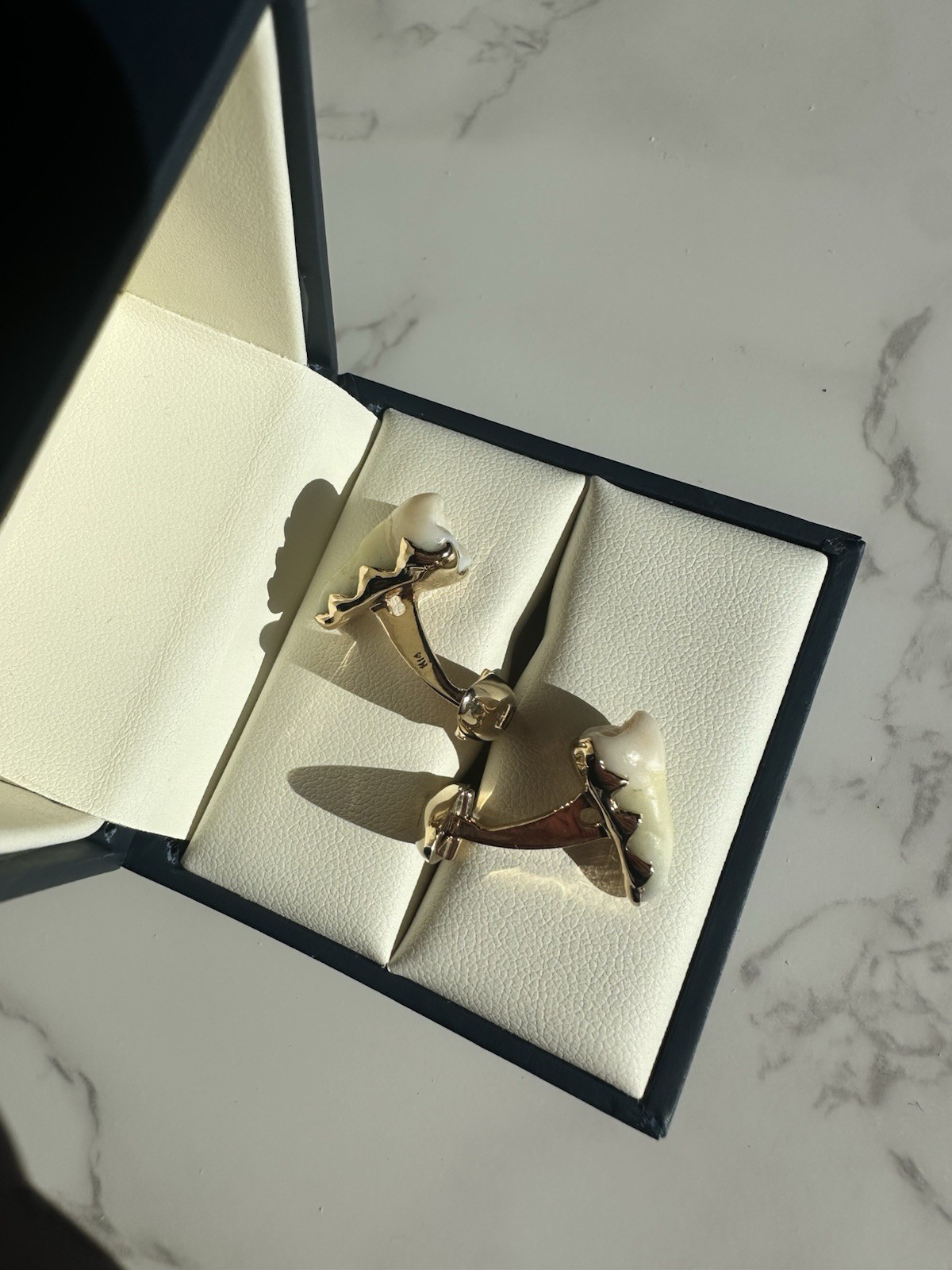 Tenenbaum Jewelers Custom Unique 14K Gold Real Teeth Cufflinks