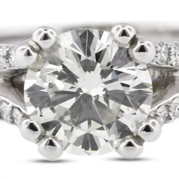 Side Stone Engagement Ring Solid 14K Gold 2.53 CT Round Lab-Grown Diamond J SI2