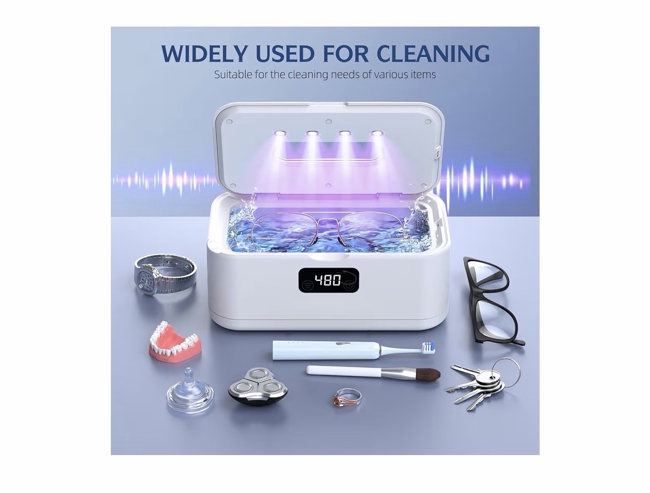 Ultrasonic Jewelry Cleaner, 50Khz 24oz – 304 Stainless Steel Tank, Digital Timer