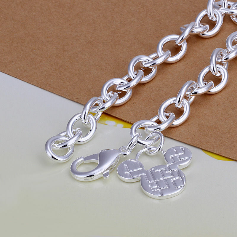 Elegant New Women Fashion Jewelry 925 Sterling Silver Mickey Mouse 7.5″ Bracelet