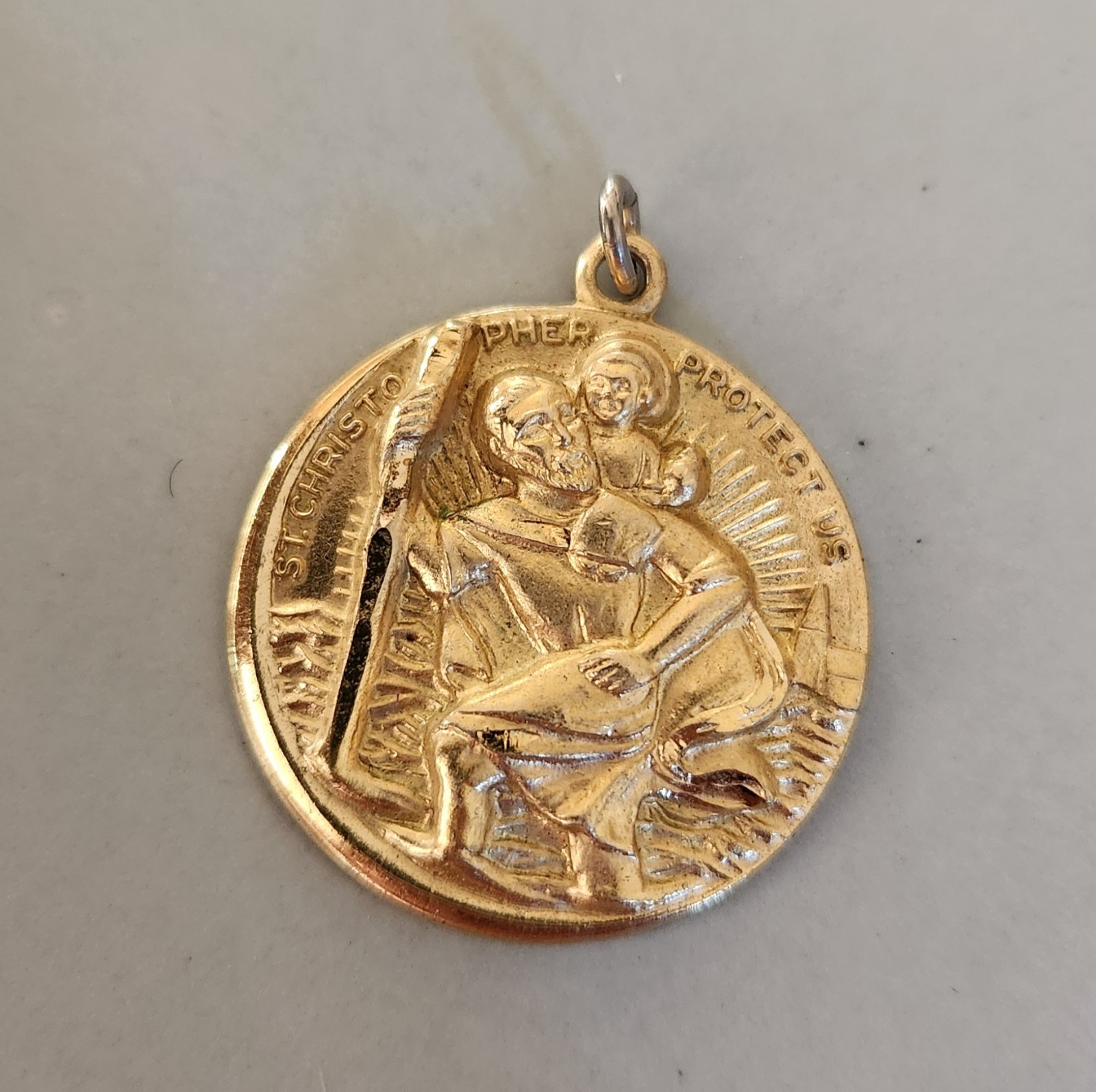 Vtg Saint Christopher Protect Us Pendant Avanti 1/20 14K GF Gold Filled Charm