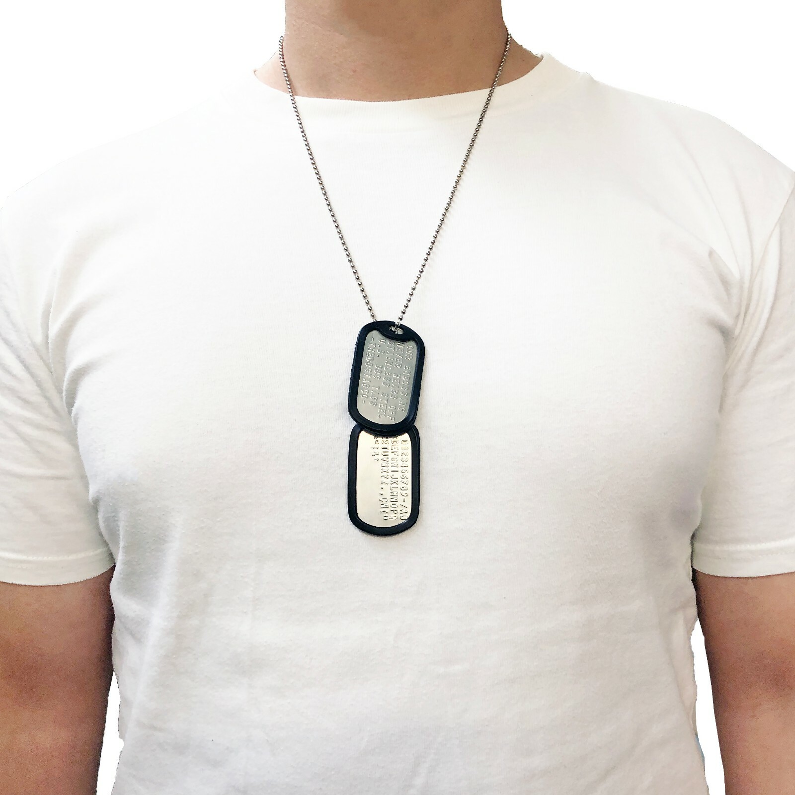 PAIR SET U.S. PERSONALISED STAINLESS STEEL ARMY MILITARY DOG TAGS -THEDOGTAGCO
