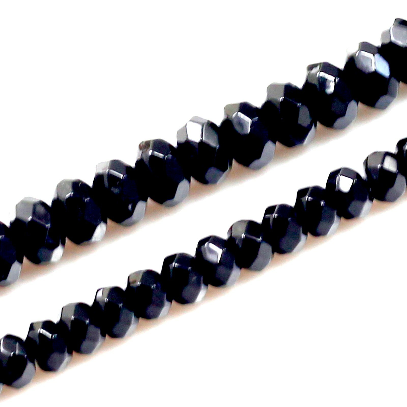 Natural Gemstone Black Onyx Faceted Rondelle Loose Beads 15″ 4mm 6mm 8mm 10mm