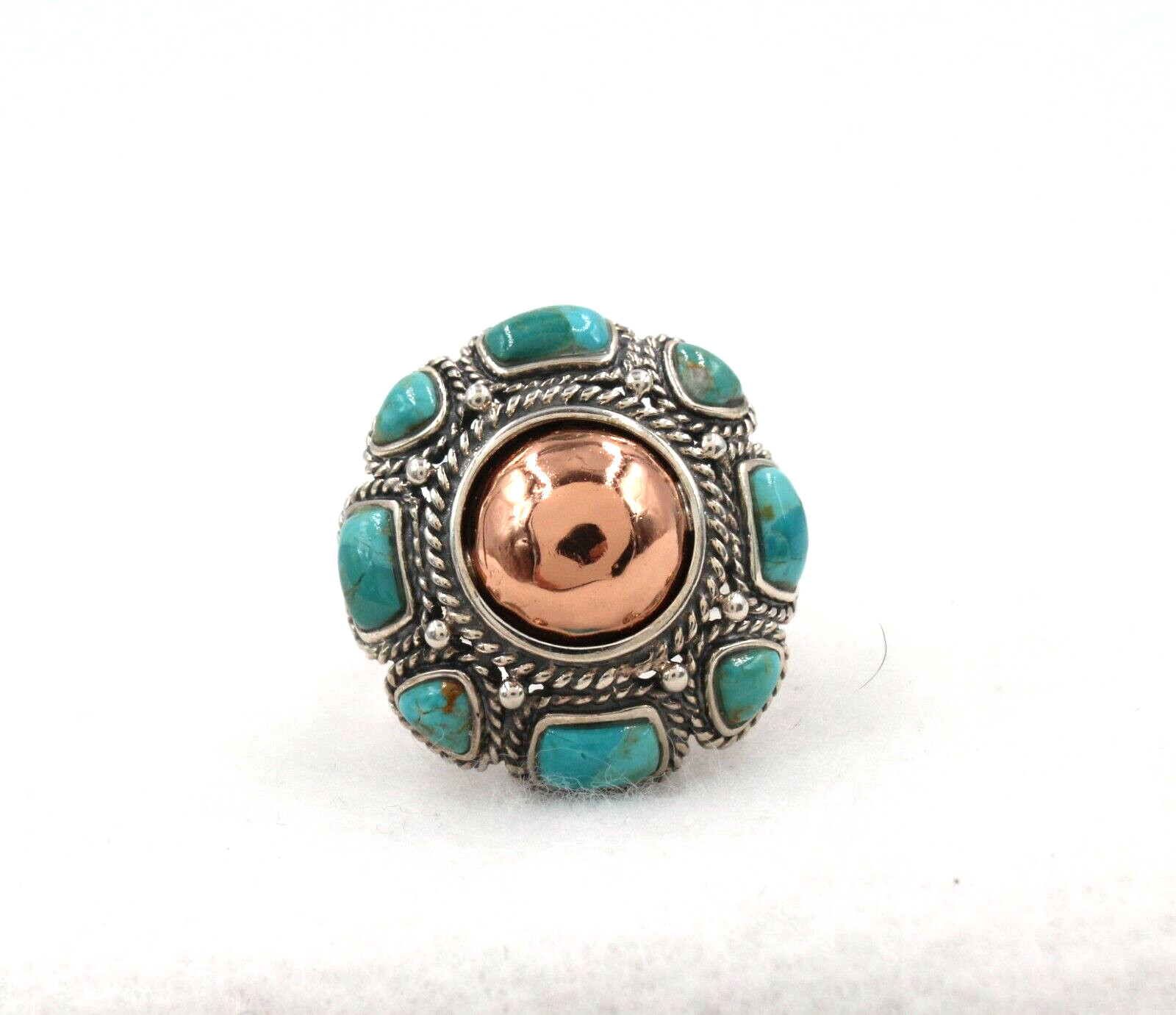 New BARSE Turquoise & Copper 925 Sterling Silver Ring Size Women’s Size 11 1/2