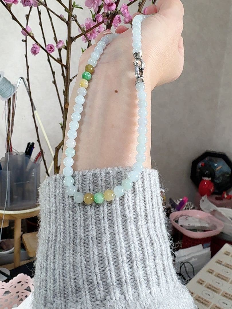 Japanese jade necklace CS0491 Natural Genuine Jade (Guaranteed Authenticity) Tah