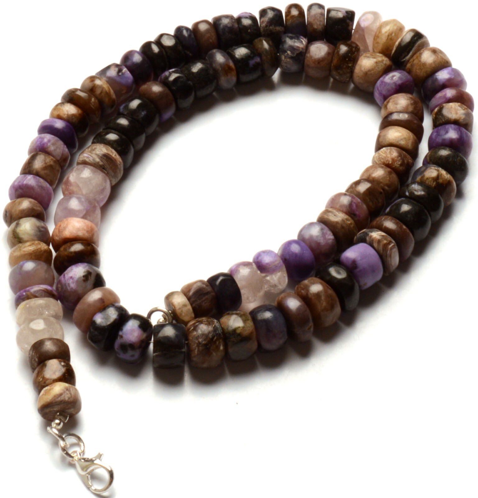 Natural Gem Super Rare Charoite 10MM Approx. Smooth Rondelle Beads Necklace 20″