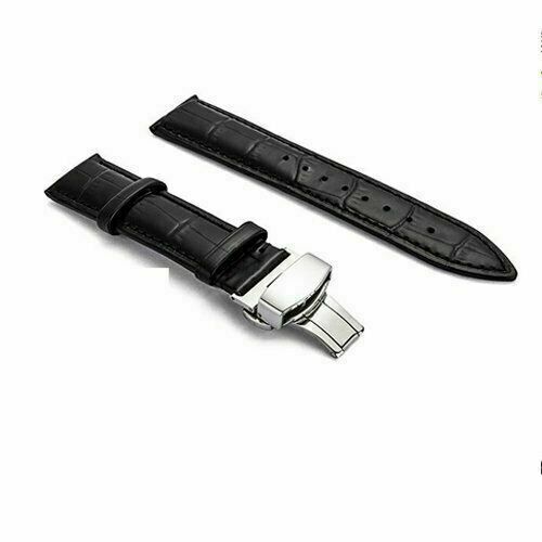 18-24MM Replacement Genuine Leather Watch Band Wrist Strap Kit Butterfly Buckle