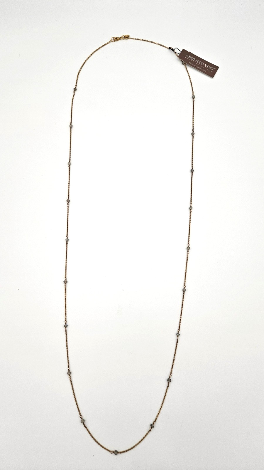 Argento Vivo Long Beaded Station Necklace 18kt Gold Plated Labradorite