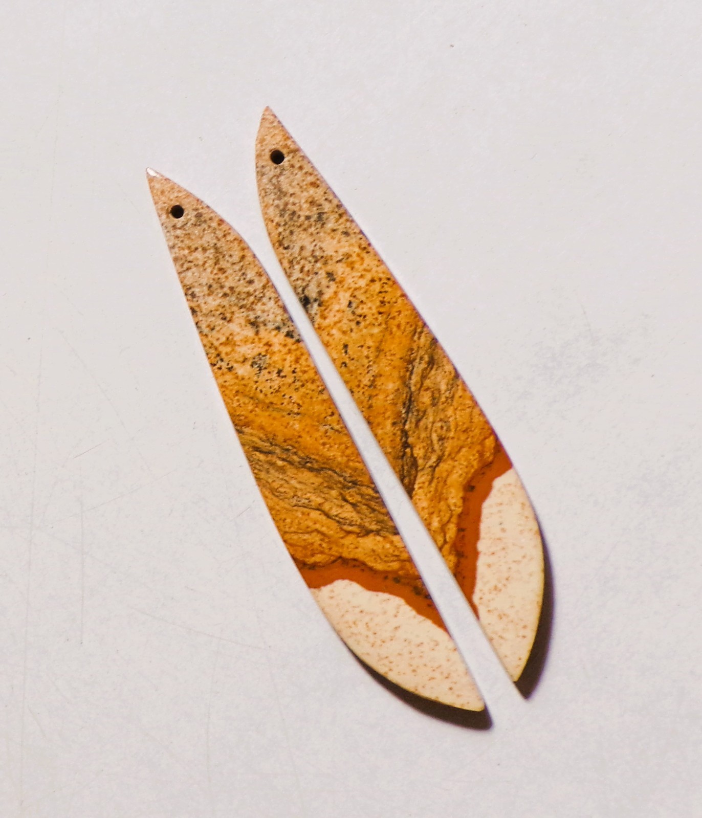 34.70 Cts Natural Picture Jasper Drilled Cabochon Match Pair Gemstone 57X10MM 05