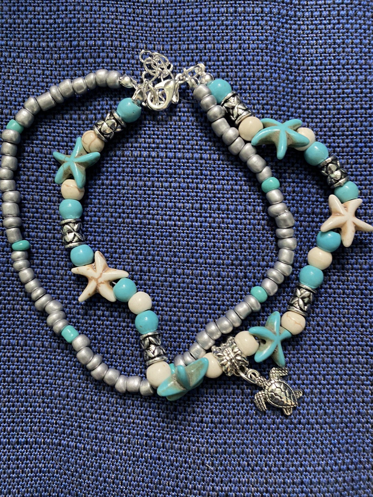 New! Summer Anklet with Sea Turtle Charm 8″ with 2″ Extender