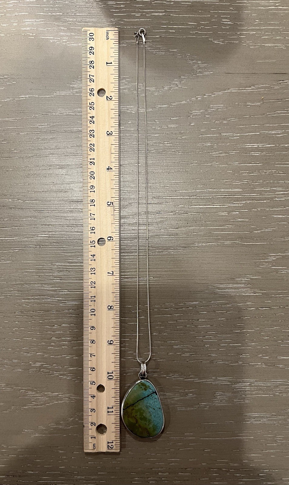 Turquoise Pendant Necklace Vintage 925 Sterling Silver Measuring 9.5 Inches Long