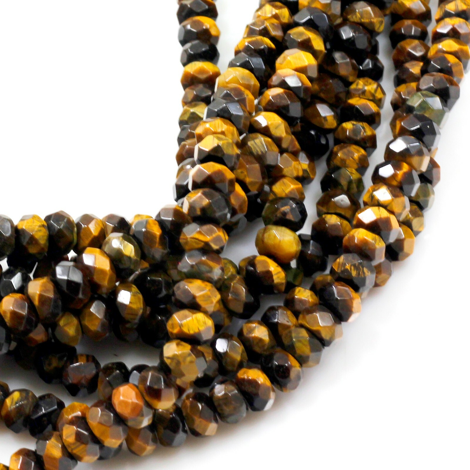 High Quality Yellow Tiger eye Faceted Rondelle Beads 15″ strand 4mm 6mm 8mm 10mm