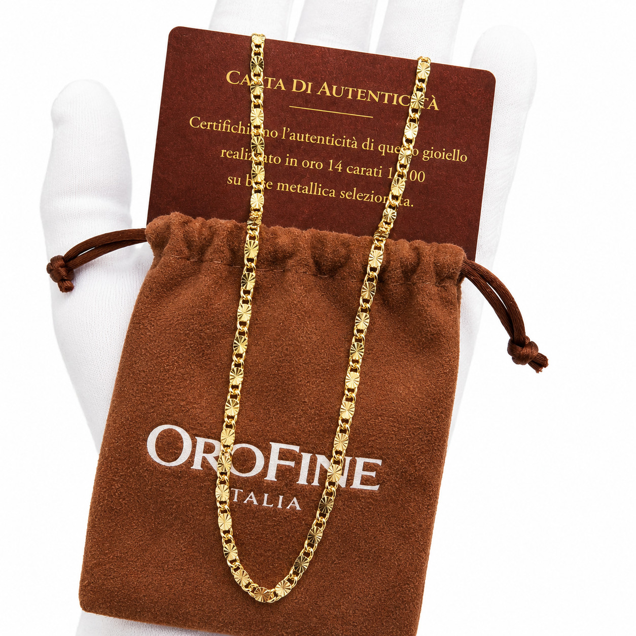 Italian 1/200 14K Yellow Gold Oro Diamond Cut Valentino Mariner Link Chain