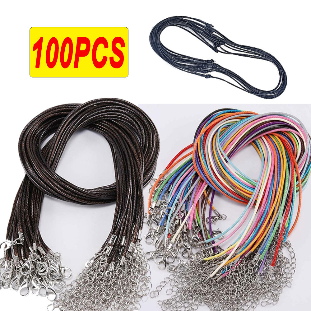 Lots 100Pcs Braided Leather Cord Rope Necklace Chain With Lobster Claw Clasp USA