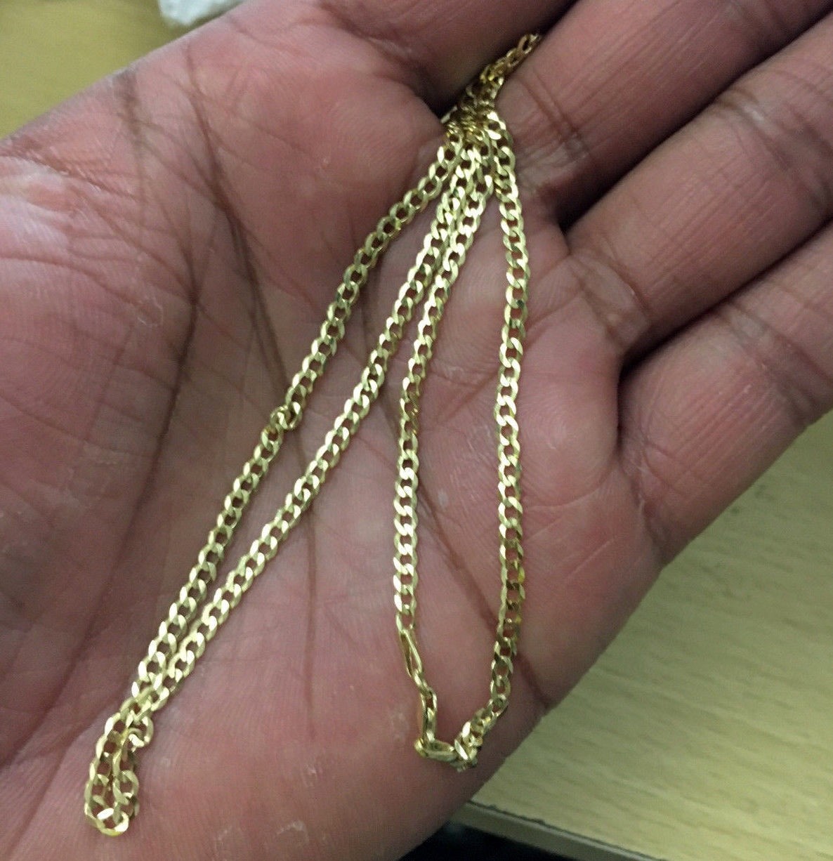 2.7mm 14K Solid Yellow Gold Cuban Link Chain Necklace Men Women 16″ best seller