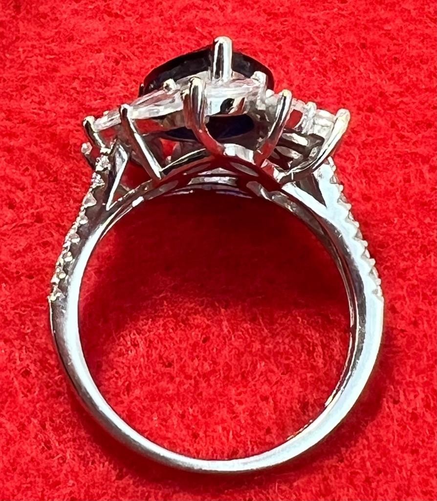 Fuzion Creation FZN Sterling Silver Cubic Zirconia Band Sapphire Ring 925 Size 8