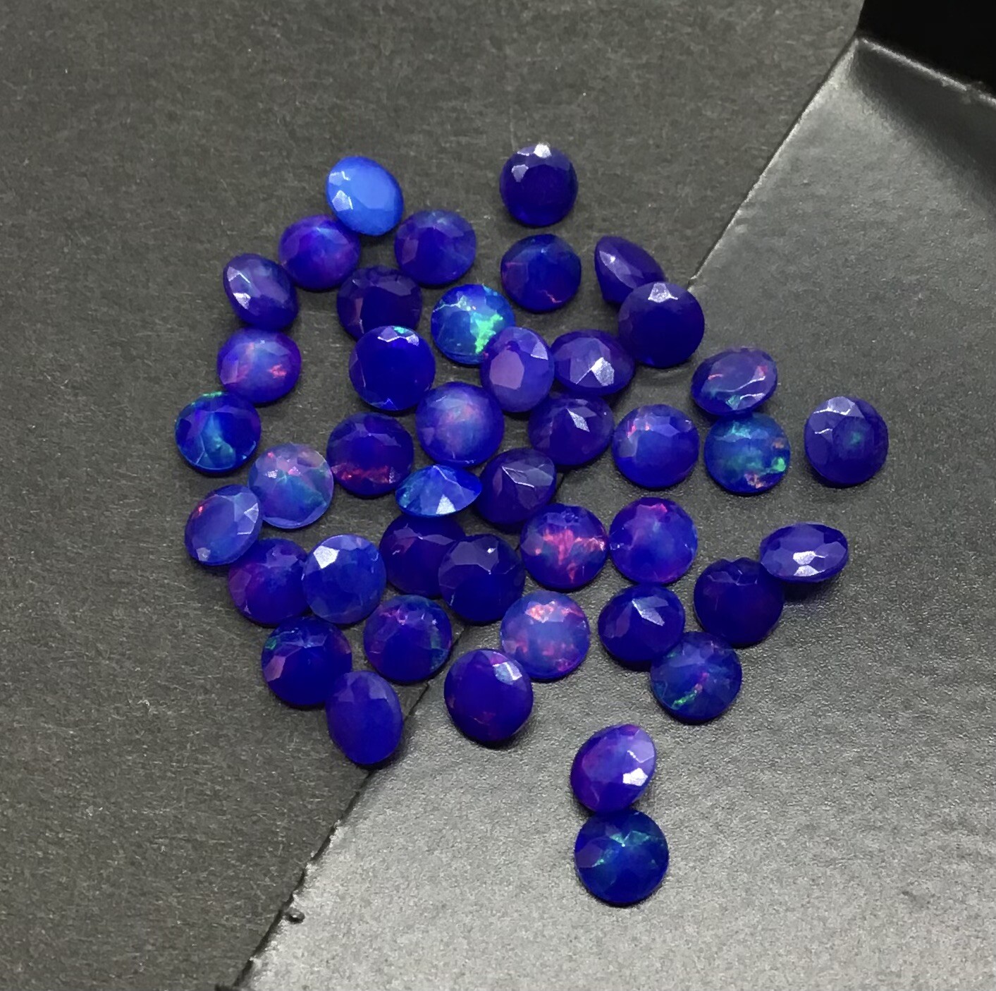 Blue Opal Natural Ethiopian Fire Round Cut AAA Loose Gemstone Assorted Jewelry