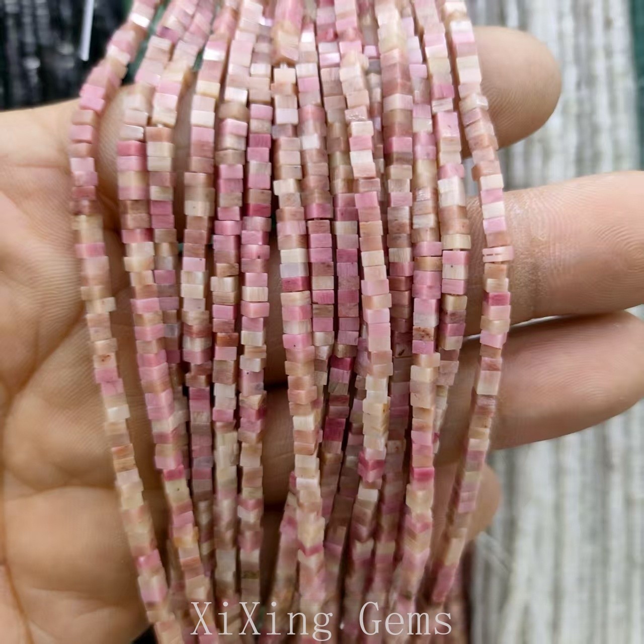 1x2mm Natural Pink Rhodonite Flat Square Disc Spacer Beads for Jewelry Making