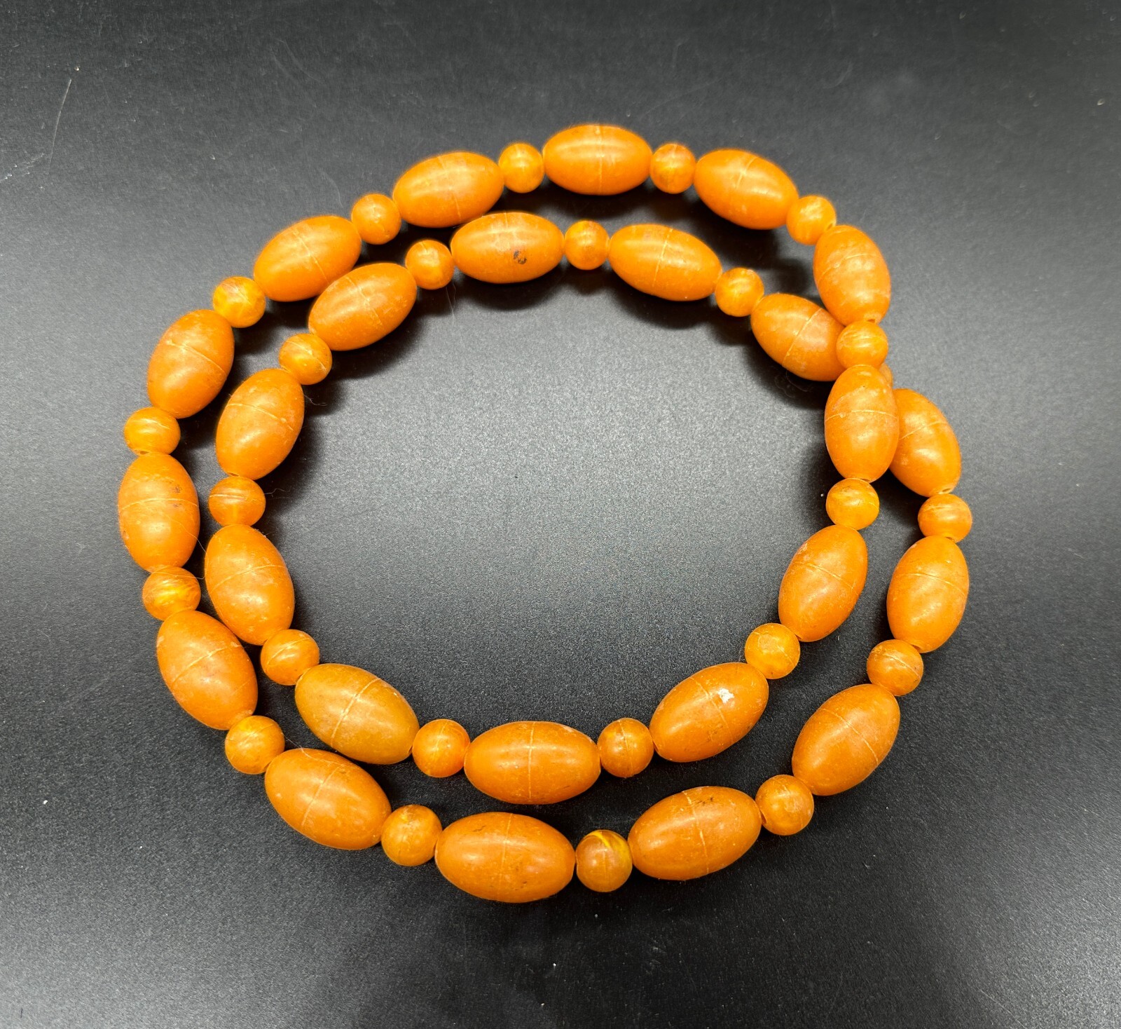 🙌Vintage plastic beads amber color imitation Length 40 cm (15.7 inches)ЮБ9