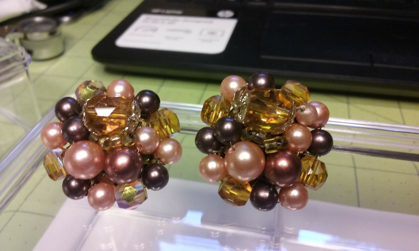 Vintage Jewelry: 1″ Japan Beaded ClipOn Earrings 06-01-2019